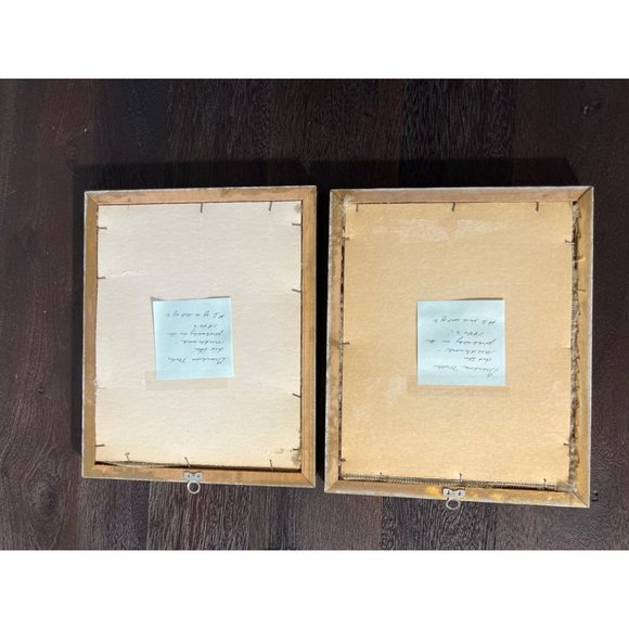 Vintage 1940's Floral Needlepoint Framed Wall Art Set Of Two - Picture 4 of 4